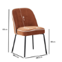 Set of 2 Rust Fabric Dining Chairs with Cream Piped Detail - Celia