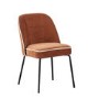 Set of 2 Rust Fabric Dining Chairs with Cream Piped Detail - Celia