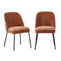 Set of 2 Burnt Orange Upholstered Curved Dining Chairs - Celia