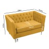 GRADE A1 - Mustard Velvet Loveseat Armchair with Button Detail - Celeste