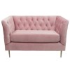 Pink Velvet Loveseat Armchair with Button Detail - Celeste