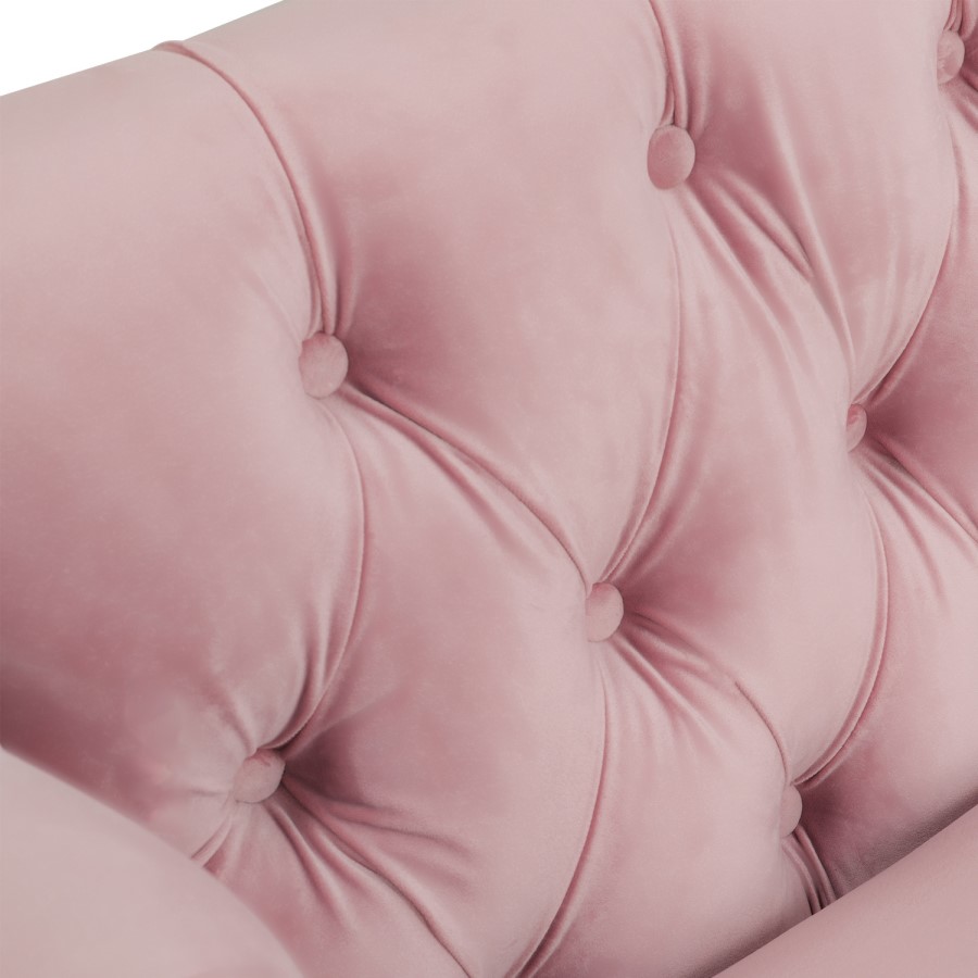 Pink Velvet Loveseat Armchair with Button Detail - Celeste