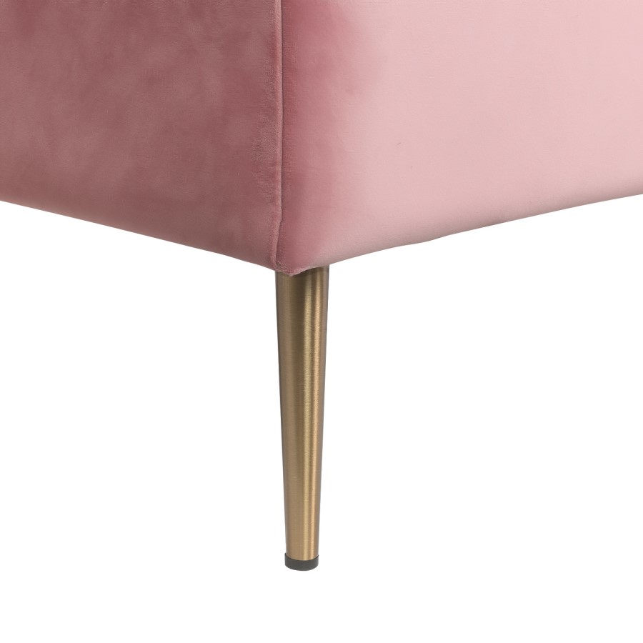 Pink Velvet Loveseat Armchair with Button Detail - Celeste