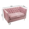 Pink Velvet Loveseat Armchair with Button Detail - Celeste