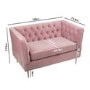 Pink Velvet Loveseat Armchair with Button Detail - Celeste