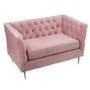 Pink Velvet Loveseat Armchair with Button Detail - Celeste
