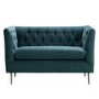 GRADE A1 - Teal Loveseat Armchair in Chenille Fabric - Celeste