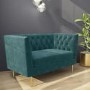 GRADE A1 - Teal Loveseat Armchair in Chenille Fabric - Celeste