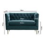 GRADE A1 - Teal Loveseat Armchair in Chenille Fabric - Celeste