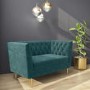 GRADE A1 - Teal Loveseat Armchair in Chenille Fabric - Celeste