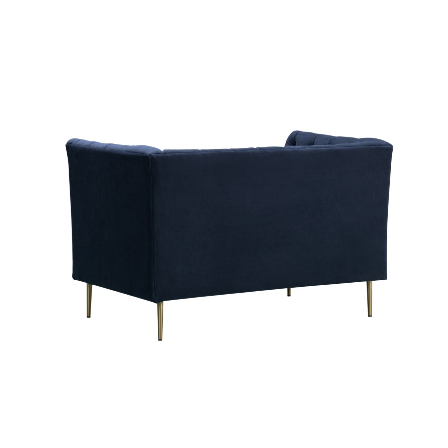 Navy Velvet Armchair Loveseat with Button Detail - Celeste