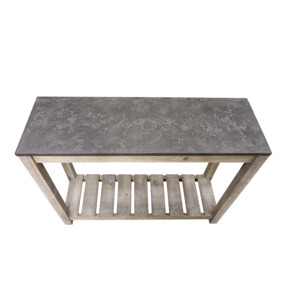 Signature North Brooklyn Distressed Console Table with Faux Concrete Top