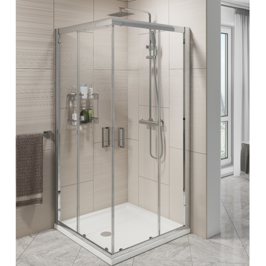 Corner Entry Shower Screen Enclosure 900mm x 900mm - 6mm Glass - Claritas Range