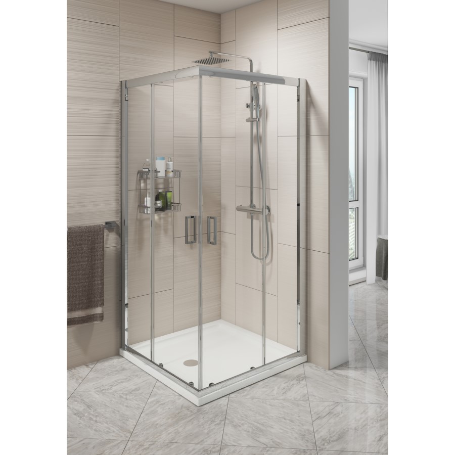 Corner Entry Shower Screen Enclosure 900mm x 900mm - 6mm Glass - Claritas Range