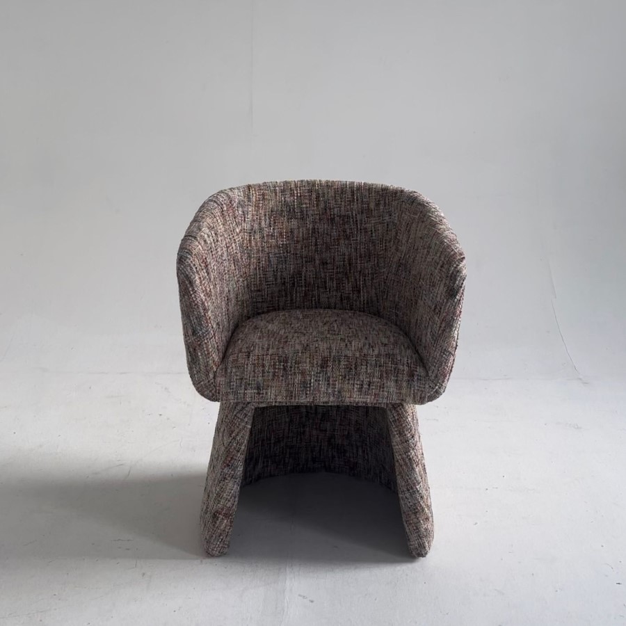 Multi Coloured Upholstered Curved Tub Swivel Accent Chair - Cher