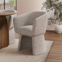 Cream Upholstered Curved Tub Swivel Dining Chair - Cher