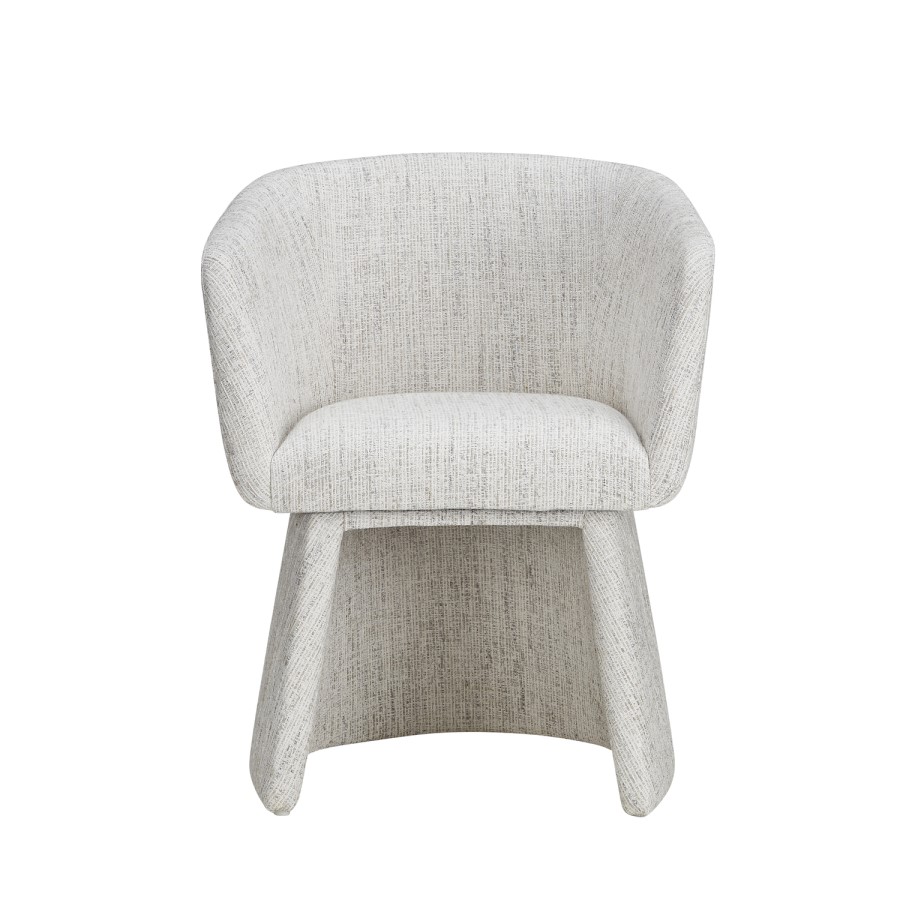Set of 2 Cream Upholstered Curved Tub Swivel Dining Chairs - Cher