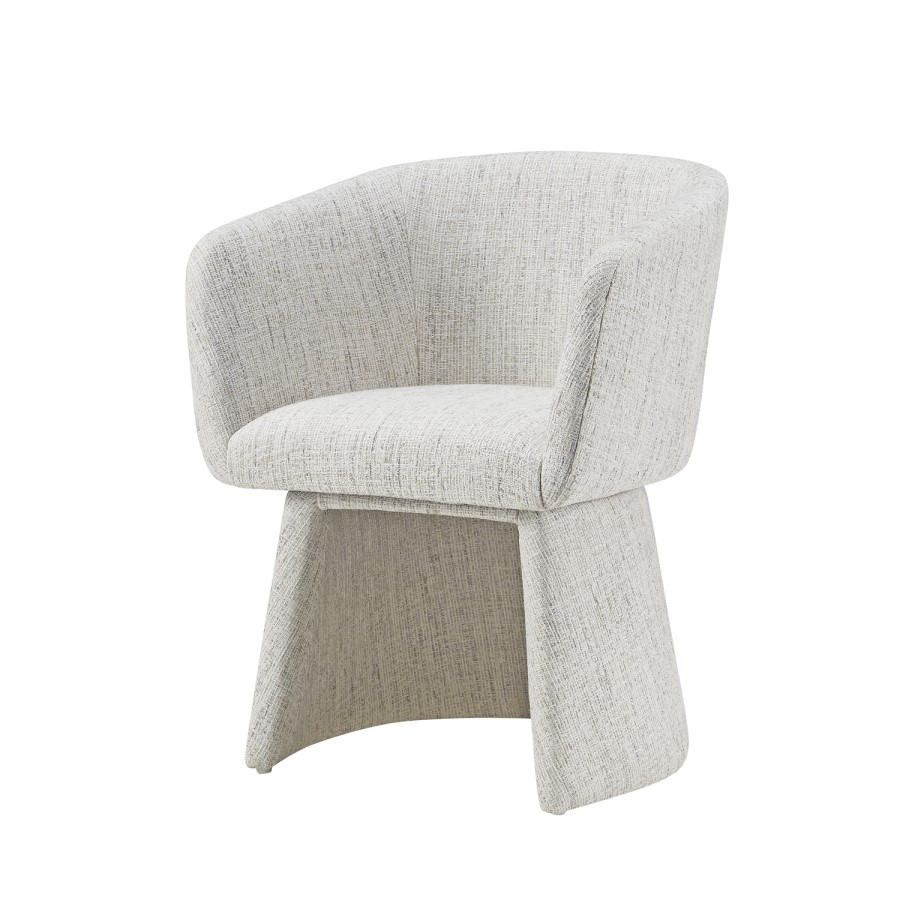 Set of 2 Cream Upholstered Curved Tub Swivel Dining Chairs - Cher
