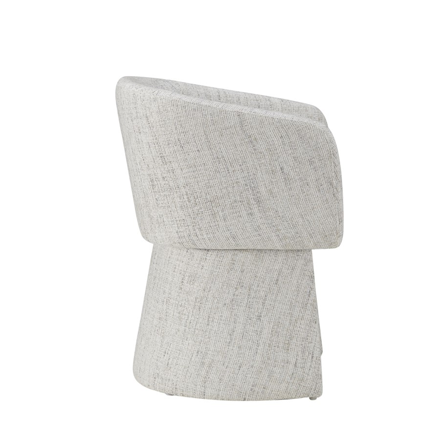 Set of 2 Cream Upholstered Curved Tub Swivel Dining Chairs - Cher