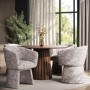 Set of 2 Cream Upholstered Curved Tub Swivel Dining Chairs - Cher