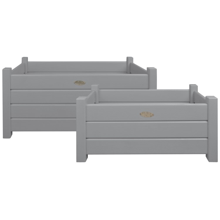 Set of 2 Grey Rectangular Planters - Fallen Fruits 