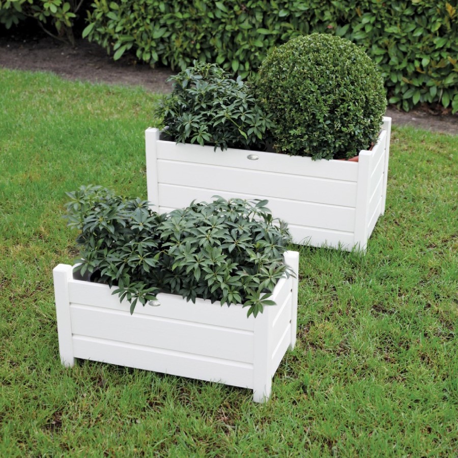 Set of 2 Cream Rectangular Planters - Fallen Fruits 