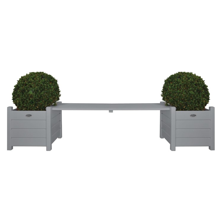 Grey Garden Bench with Planters