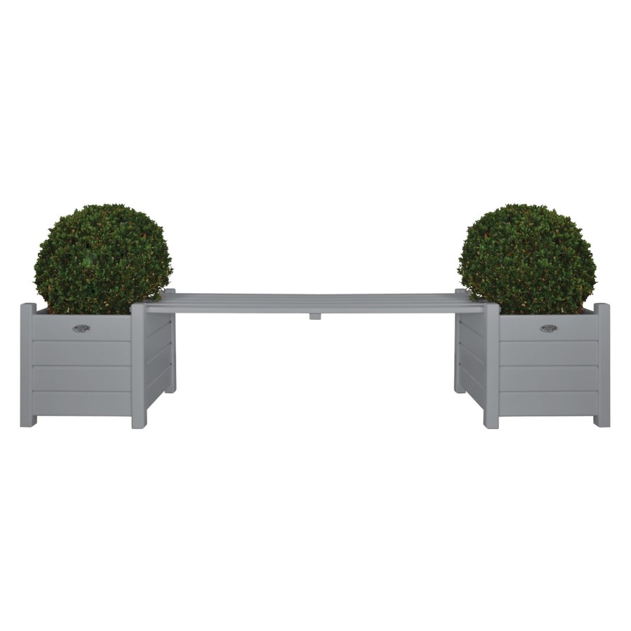 Grey Garden Bench with Planters