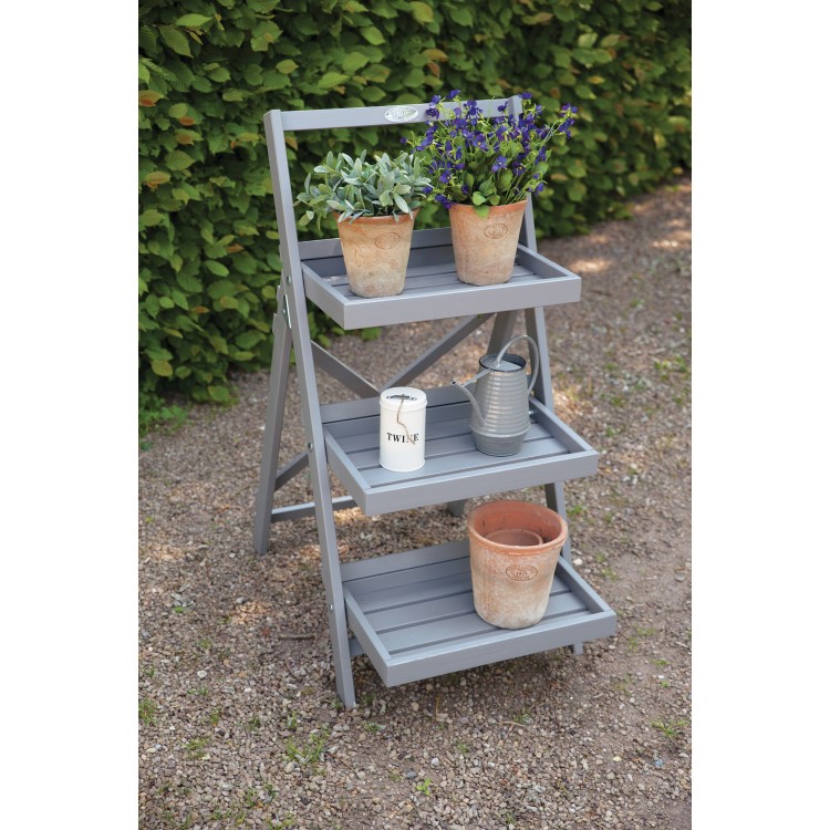 Grey Stepped Plant Stand with 3 Steps - Garden