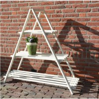 Triangle Garden Plant Stand with White Painted Finish - 3 Shelves