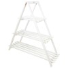 Triangle Garden Plant Stand with White Painted Finish - 3 Shelves