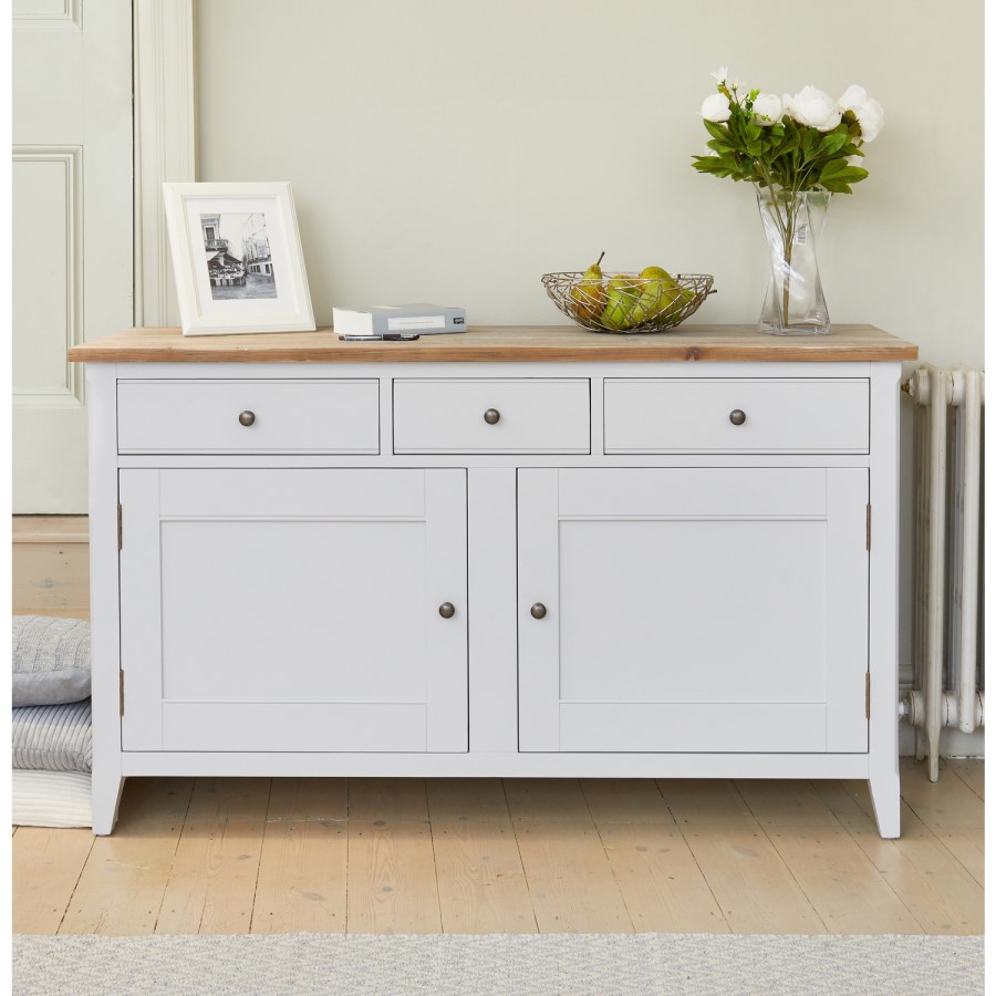 Signature Grey 3 Drawer 2 Door Large Sideboard
