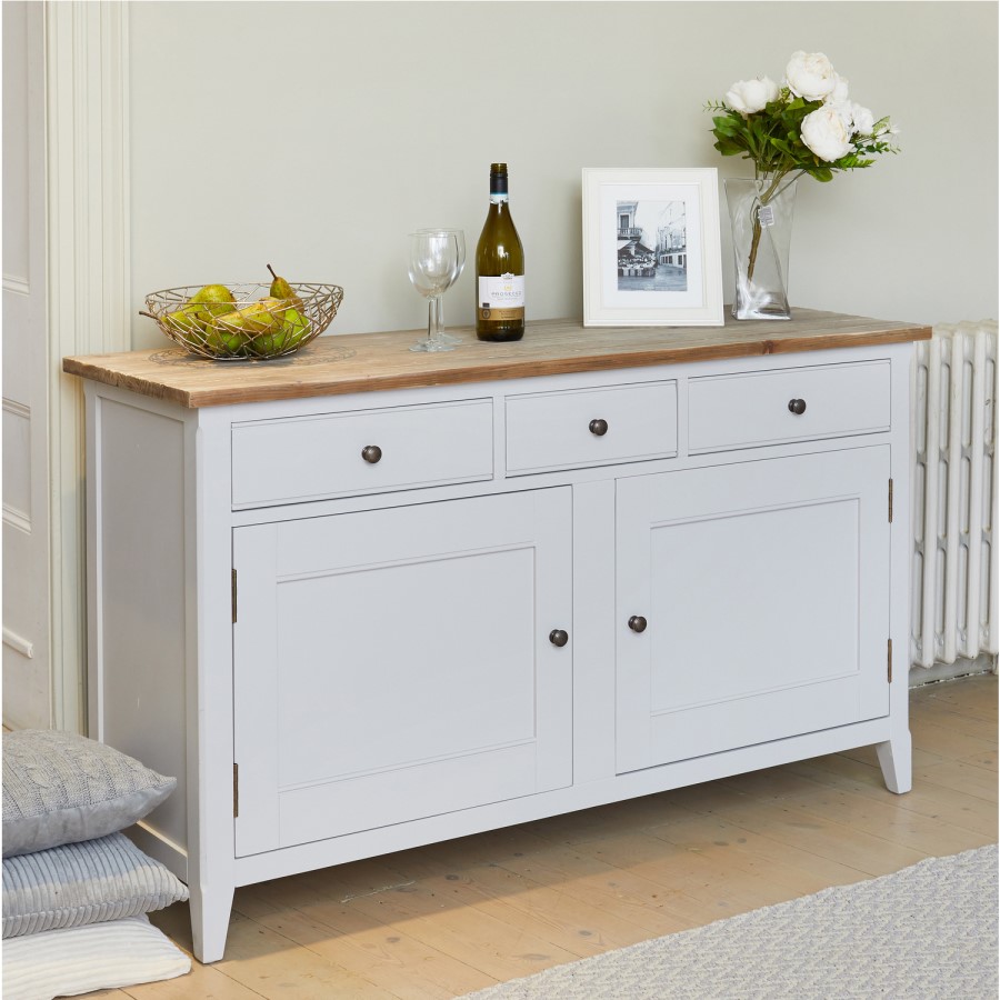 Signature Grey 3 Drawer 2 Door Large Sideboard