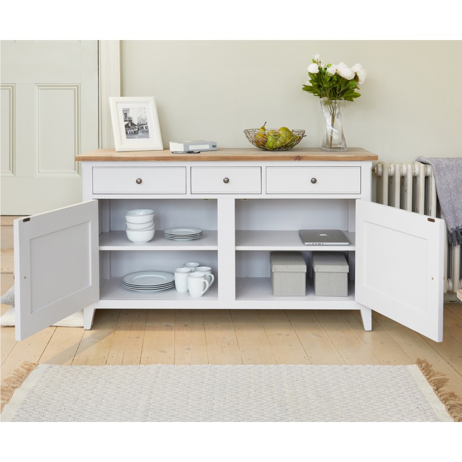 Signature Grey 3 Drawer 2 Door Large Sideboard