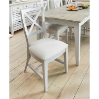 Signature Grey Pair Dining Chairs with Cream Seat Pad