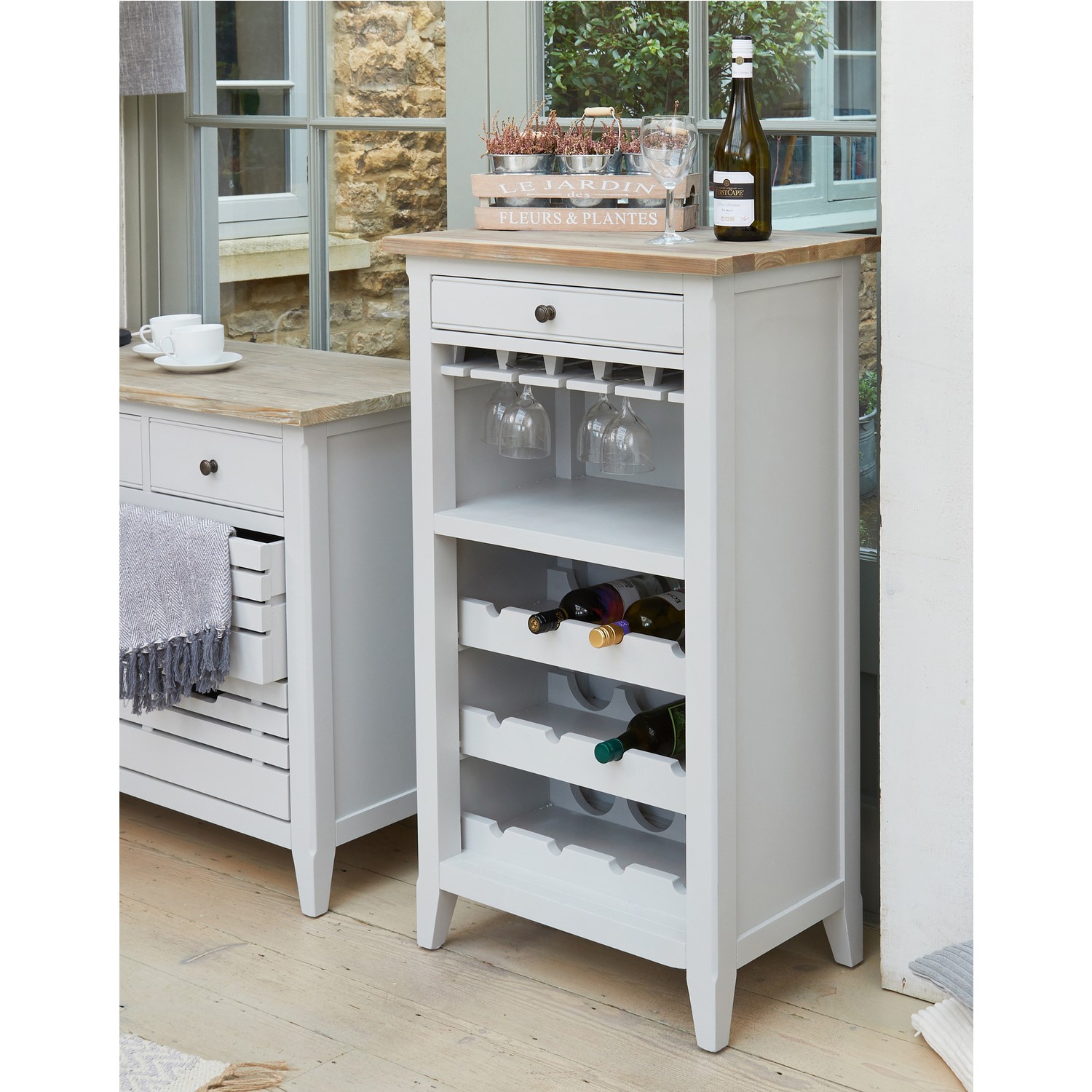 Grey wine cabinet sale