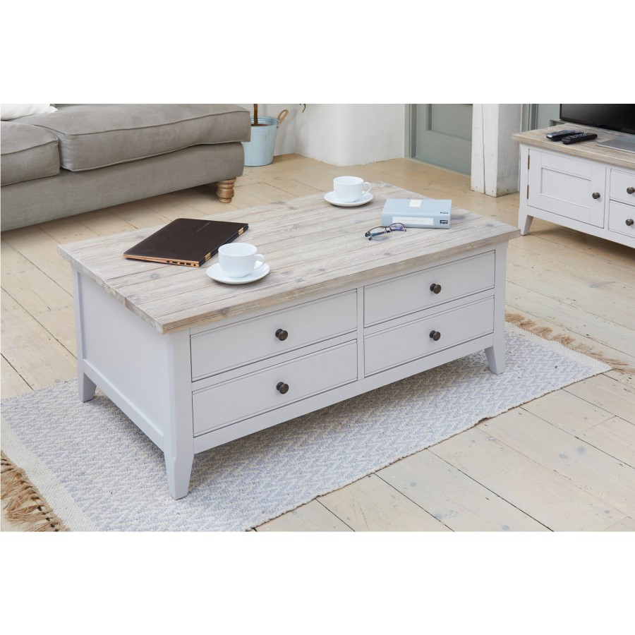 Signature Grey Solid Wood Large Coffee Table