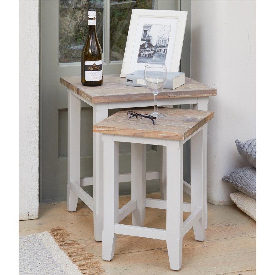 Signature Grey Solid Wood Nest of Two Tables