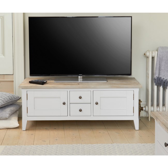 Signature Grey Solid Wood Widescreen TV Unit 