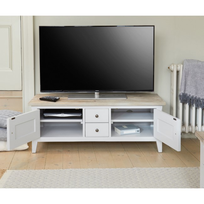 Signature Grey Solid Wood Widescreen TV Unit 