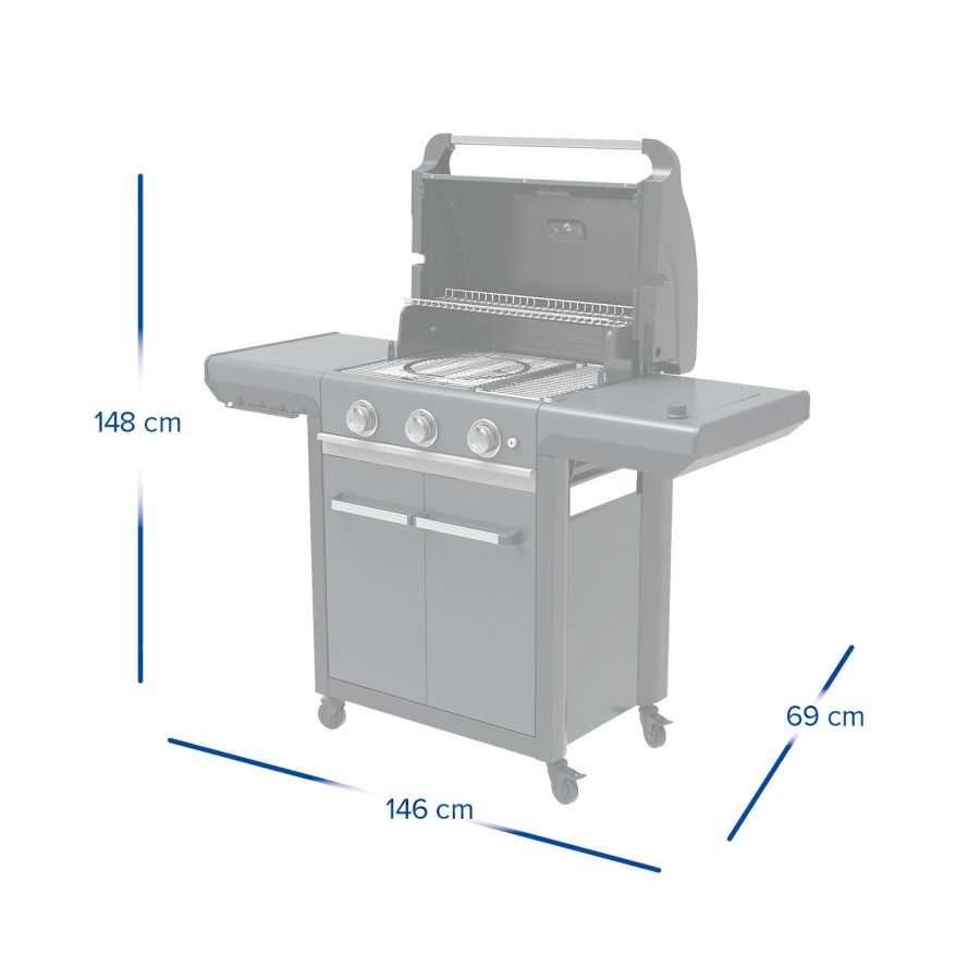 Campingaz 3 Series Premium S - 3 Burner Gas BBQ Grill - Grey