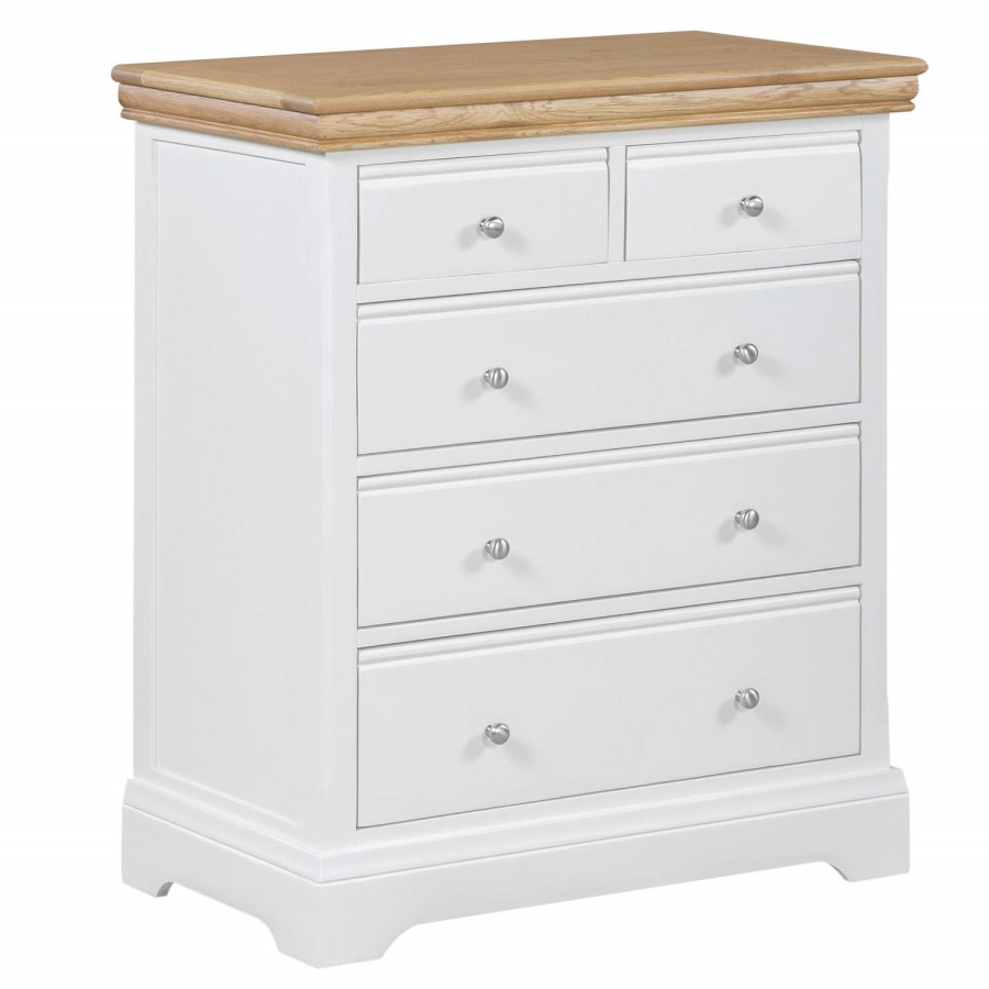 Charleston Two Tone 2+3 Chest of Drawers in Soild Oak & Painted Cream
