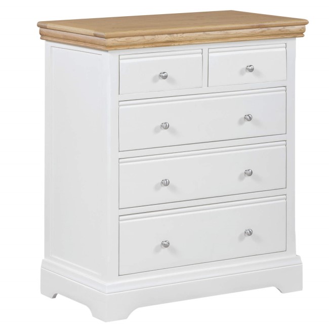 GRADE A3 - Charleston Two Tone 2+3 Chest of Drawers in Cream and Oak