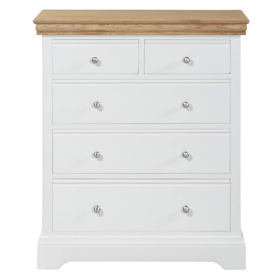 Charleston Two Tone 2+3 Chest of Drawers in Soild Oak & Painted Cream