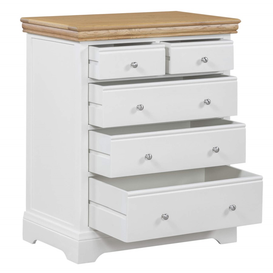 Charleston Two Tone 2+3 Chest of Drawers in Soild Oak & Painted Cream