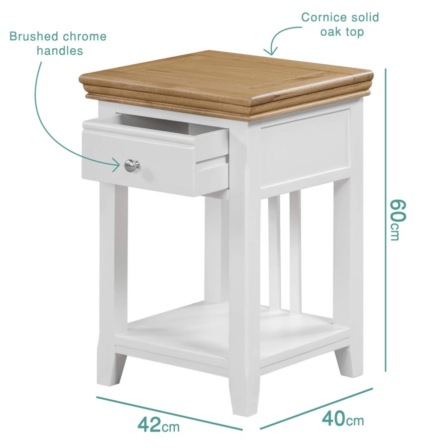 Charleston Two Tone Bedside Table in Solid Oak and Painted Cream