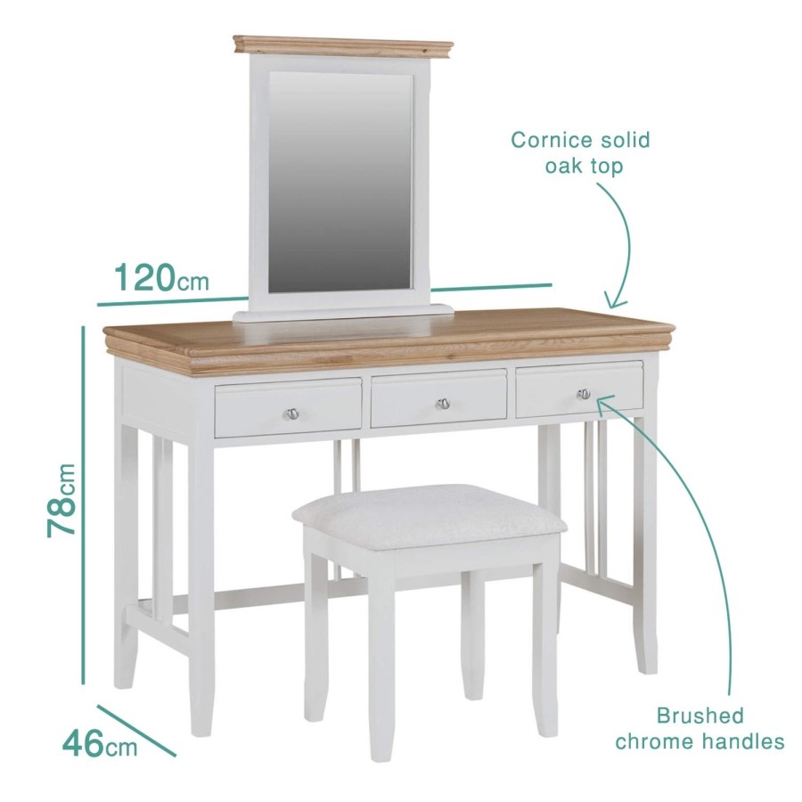 Charleston Two Tone Dressing Table in Solid Oak & Cream - Table Only