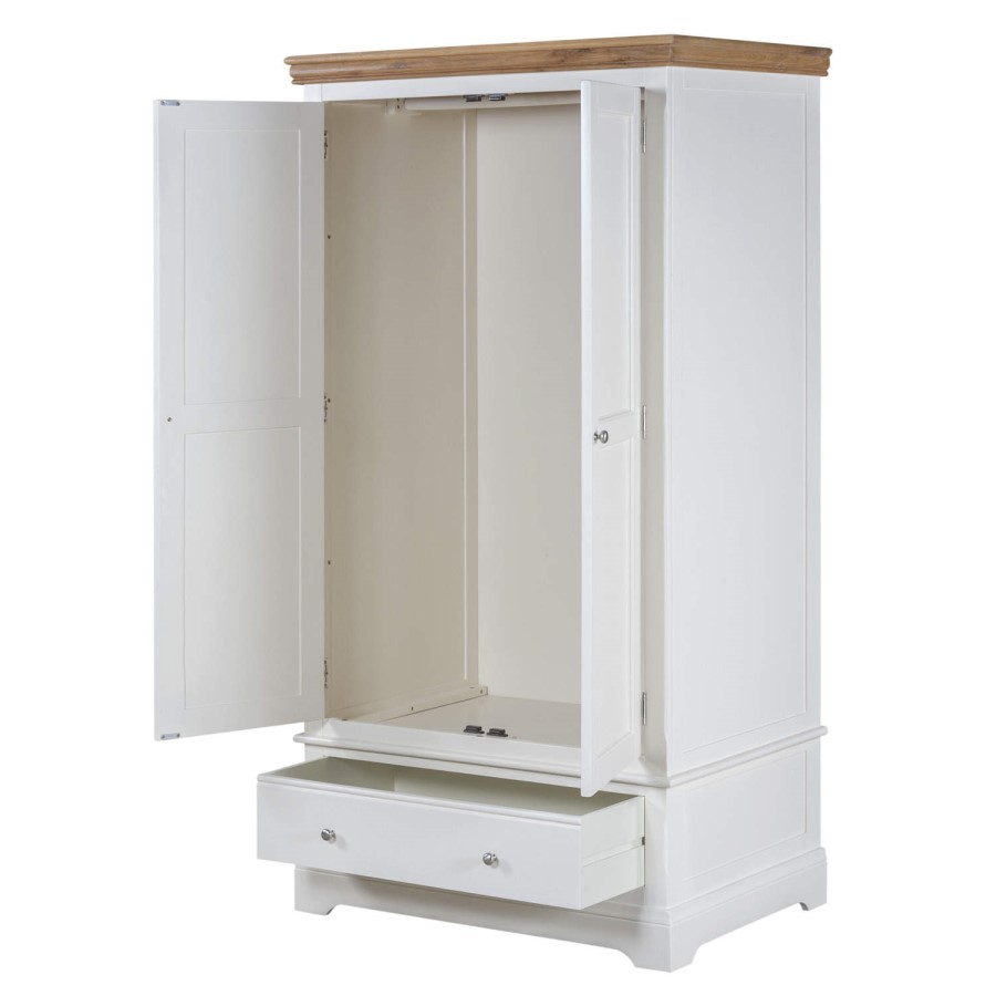 Charleston Two Tone Wardrobe in Solid Oak and Painted Cream