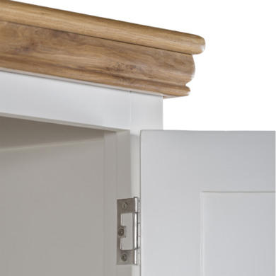 GRADE A2 - Charleston 2 Door 1 Drawer Wardrobe in Stone White and Oak