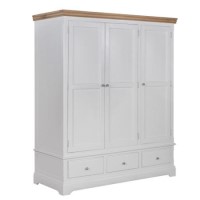 Charleston 3 Door 3 Drawer Wardrobe in Cream and Oak